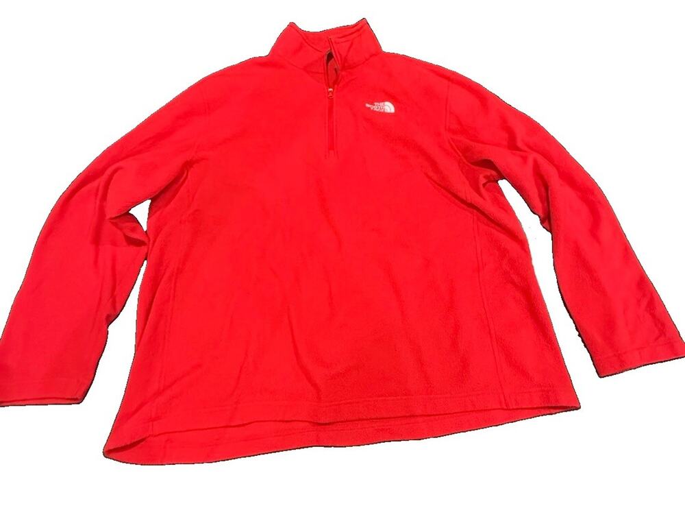 The North Face Men’s XL Red 1/4 Zip Fleece Pullover Jacket Logo